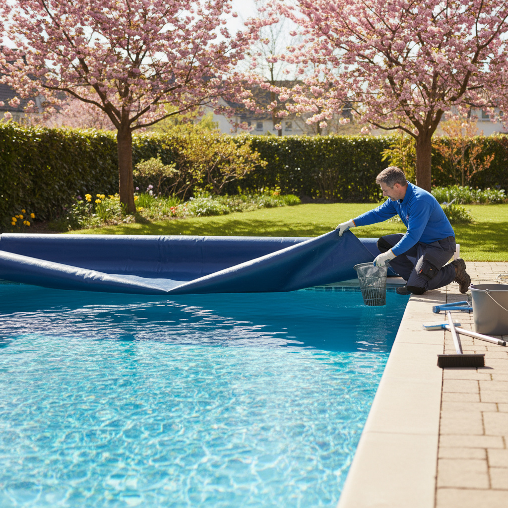 Saisonale Poolöffnung im Frühling